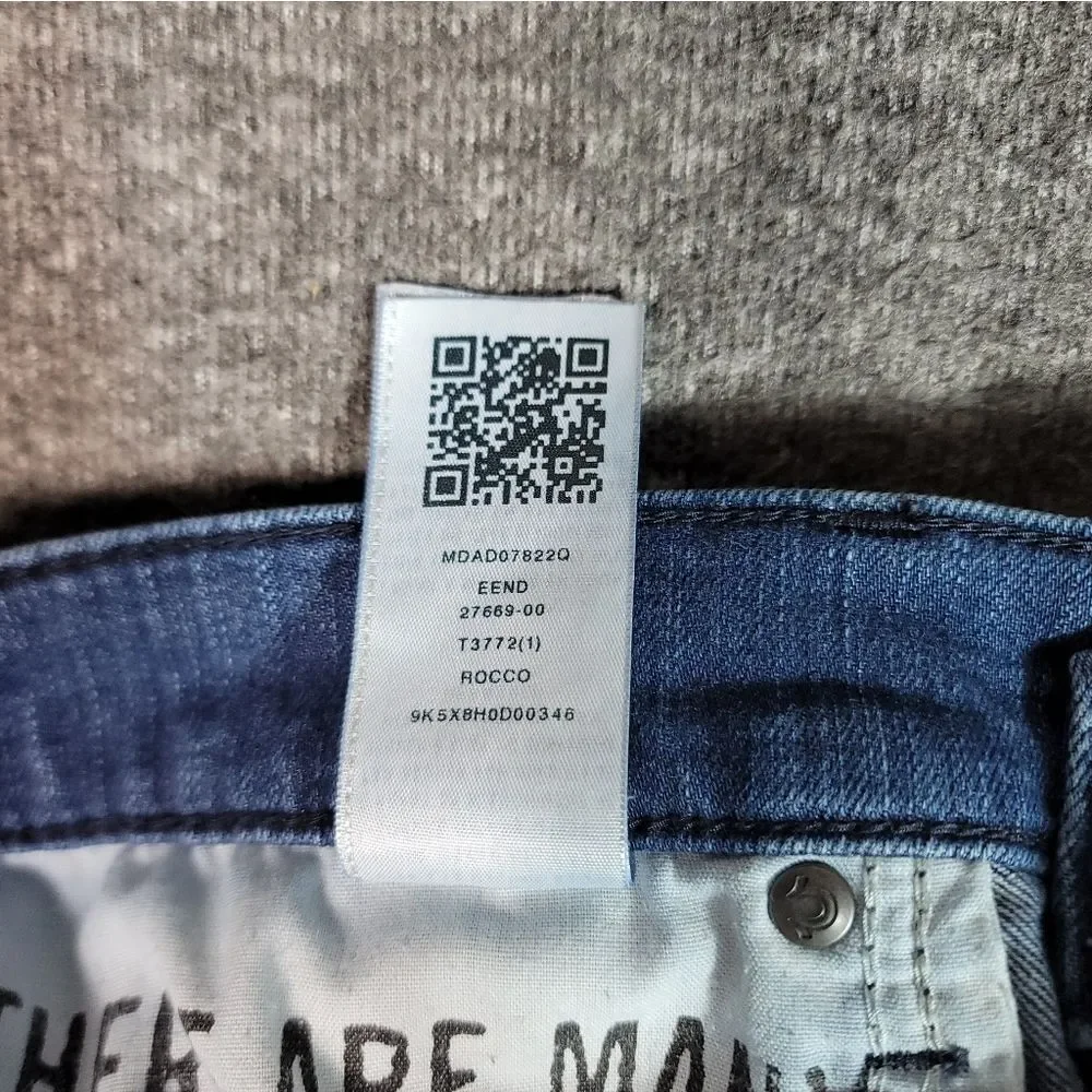 True Religion Rocco Relaxed Skinny Moto Jeans Men 30 Blue Stretch Biker Denim .